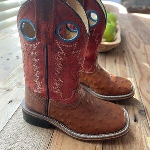 Kids Western Cowboy Boots - Red and Brown
